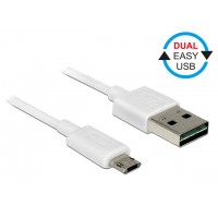 Kabel Micro USB Am-Bm 2.0 50cm Dual Easy-USB White Delock