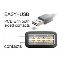 Kabel Mini USB-Am 2.0 1m Easy-USB Kątowy 90" Czarny Delock