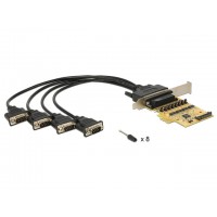 Karta PCI Express->Com 9pin X4 Na Kablu 5V/12V Delock