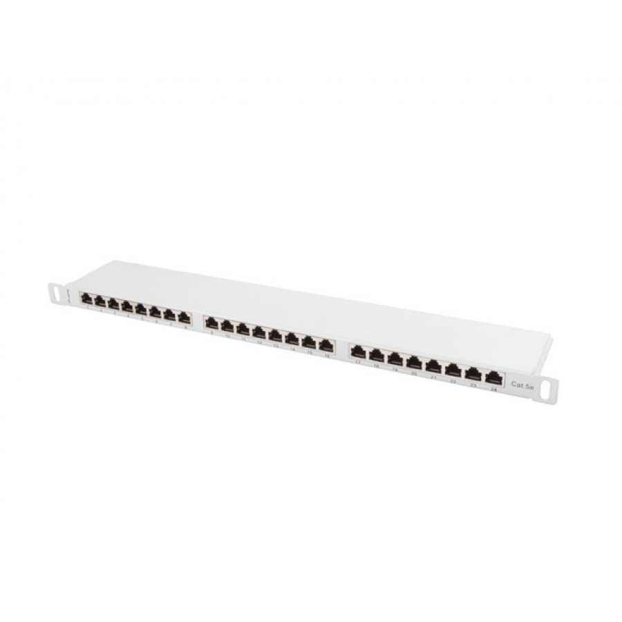 Patch Panel 24 Port 0.5u Kat.5e Ekranowany Szary Lanberg