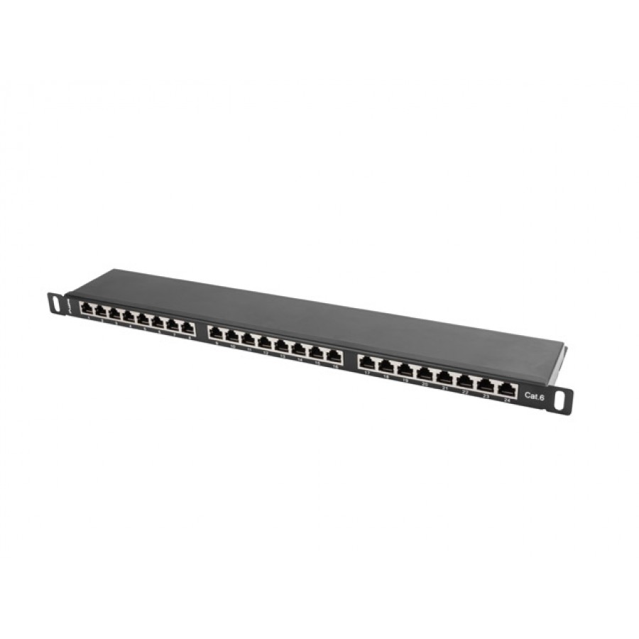 Patch Panel 24 Port 0.5u Kat.6 Ekranowany Czarny Lanberg