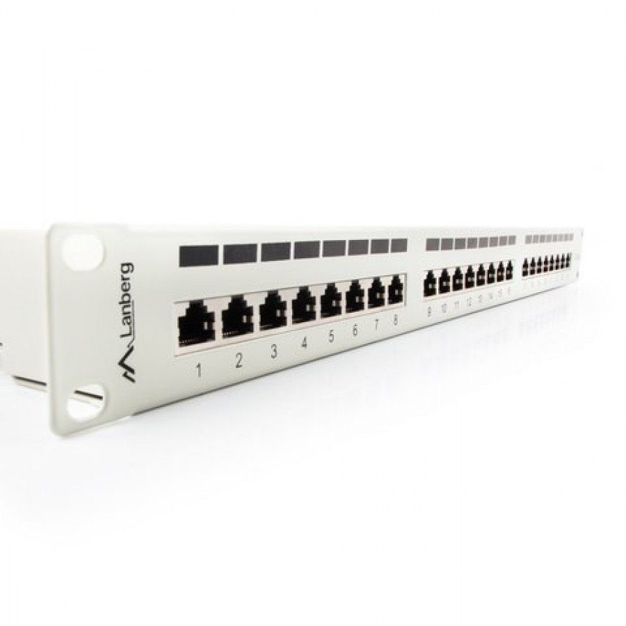 Patch Panel 24 Port 1u Kat.5e Ekranowany Szary Lanberg