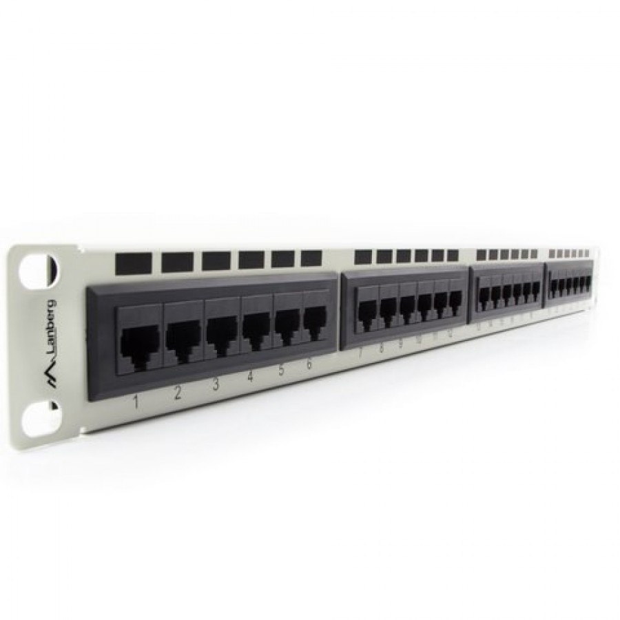 Patch Panel 24 Port 1u Kat.6 Szary Lanberg