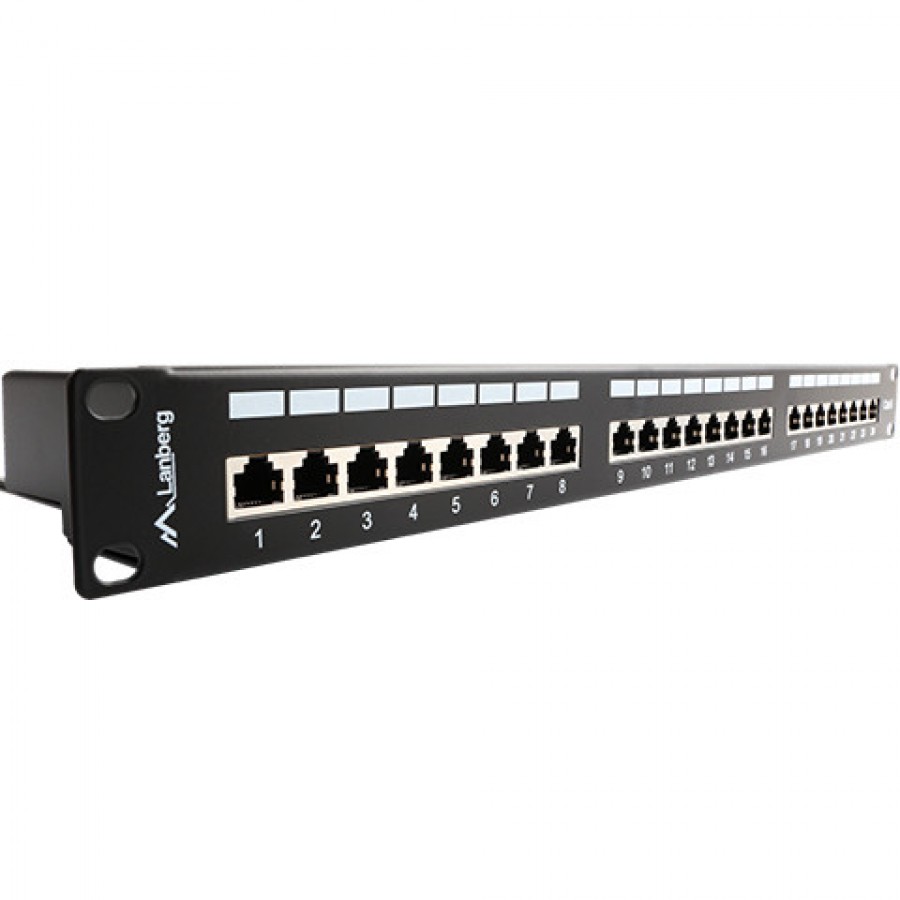 Patch Panel 24 Port 1u Kat.6 Ekranowany Czarny Lanberg