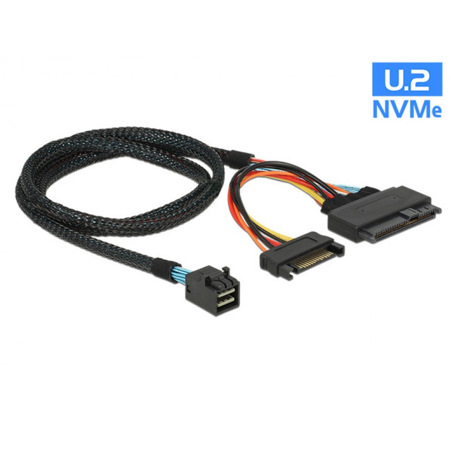 Kabel Sas Sff-8643 -> U.2 Sff-8639+Sata Power 75cm Delock