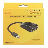 Karta Sieciowa USB 3.0->2x Rj45 1Gb Na Kablu Delock