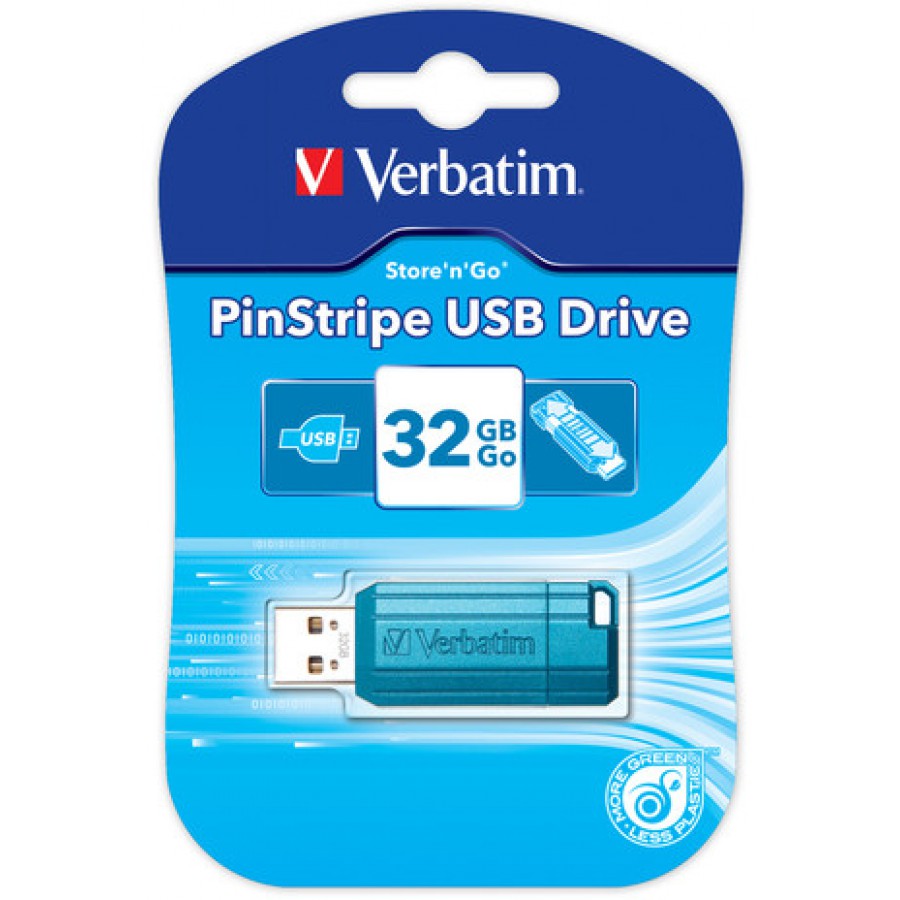 Pendrive Verbatim 32GB Pinstripe USB 2.0 Caribbean Blue