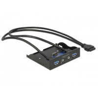 Frontpanel Delock 2x USB 3.0 + Hd Audio 3,5" Black Delock