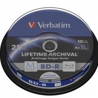 M-Disc BD-R Verbatim 25GB X4 Inkjet Printable Cake 10