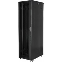 Szafa Instalacyjna Rack Stojąca 19" 47u 800x1000 Czarna Drzwi Szklane Złożona Lanberg