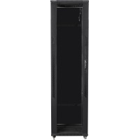 Szafa Instalacyjna Rack Stojąca 19" 47u 800x1000 Czarna Drzwi Szklane Złożona Lanberg