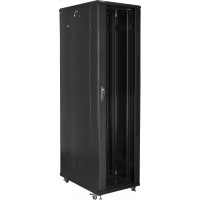 Szafa Instalacyjna Rack Stojąca 19" 47u 800x1000 Czarna Drzwi Szklane Złożona Lanberg