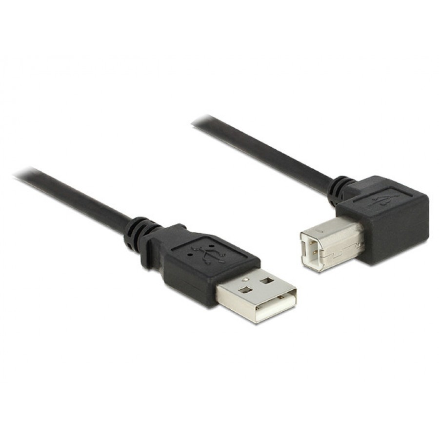 Kabel USB Am-Bm 2.0 3m Czarny Kątowy USB-B Delock