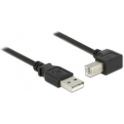 Kabel USB-A(M)->B(M) 2.0 1m Czarny Kątowy USB-B Delock