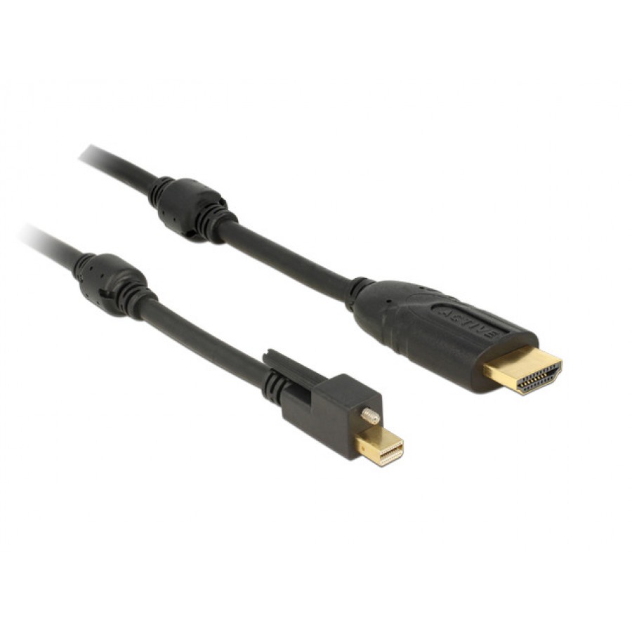 Kabel Displayport Mini M V1.2 Ze Śrubą -> HDMI M 2m 4k Aktywny Czarny Delock