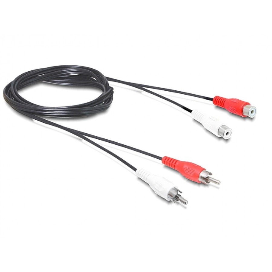 Kabel 2xRCA(M)-2xRCA(F) Chinch 10m Delock