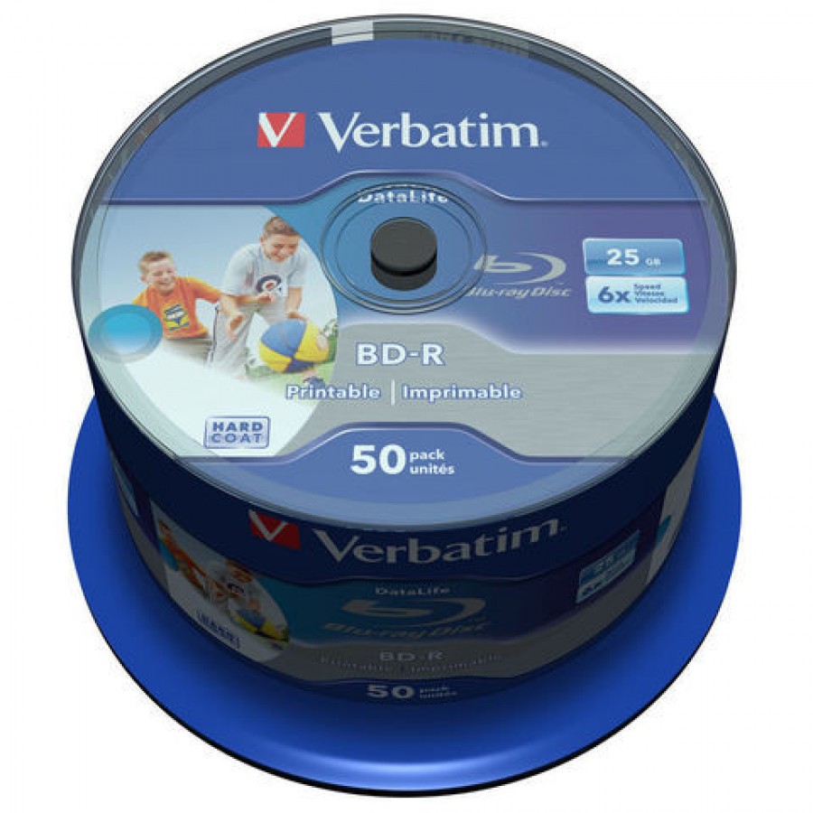 BD-R Verbatim 25GB X6 Printable Datalife Cake 50