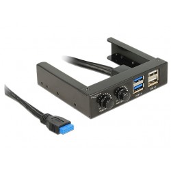 Frontpanel 3.5" 2x USB 3.0 + 2x USB 2.0 + 2x Kontroler Obrotów Wentylatorów Delock