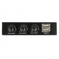 Frontpanel 3.5" 2x USB 2.0 + 3x Kontroler Obrotów Wentylatorów Delock