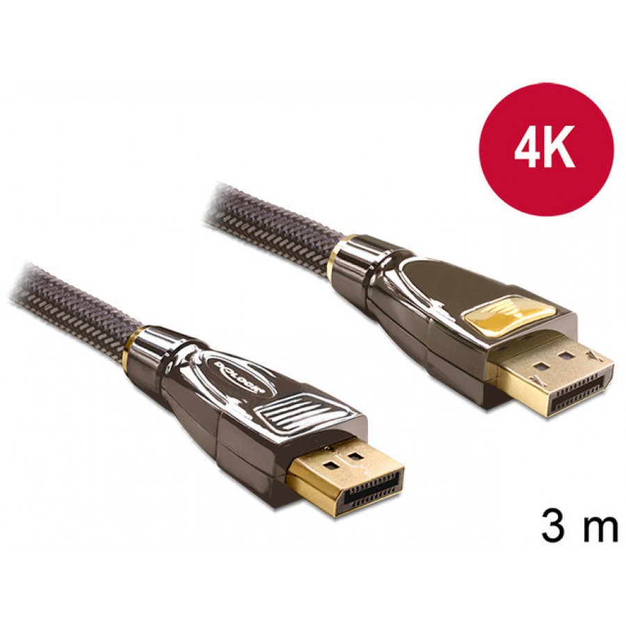 Kabel Displayport M/M 3m V1.2 20 Pin 4k Premium Delock