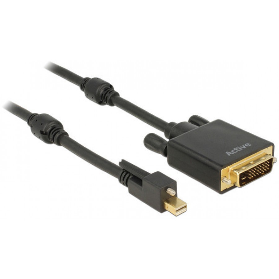 Kabel Displayport Mini M V1.2 Ze Śrubą-> DVI(24+1) M 2m 4k Active Czarny Delock