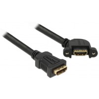 Kabel HDMI(F)->HDMI(F) Panel Mount Kątowy 25cm Delock