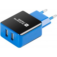 Ładowarka Adapter Napięcia 230v->USB 5V/2,1A 2-Porty Czarno-Niebieska Box Extreme Media