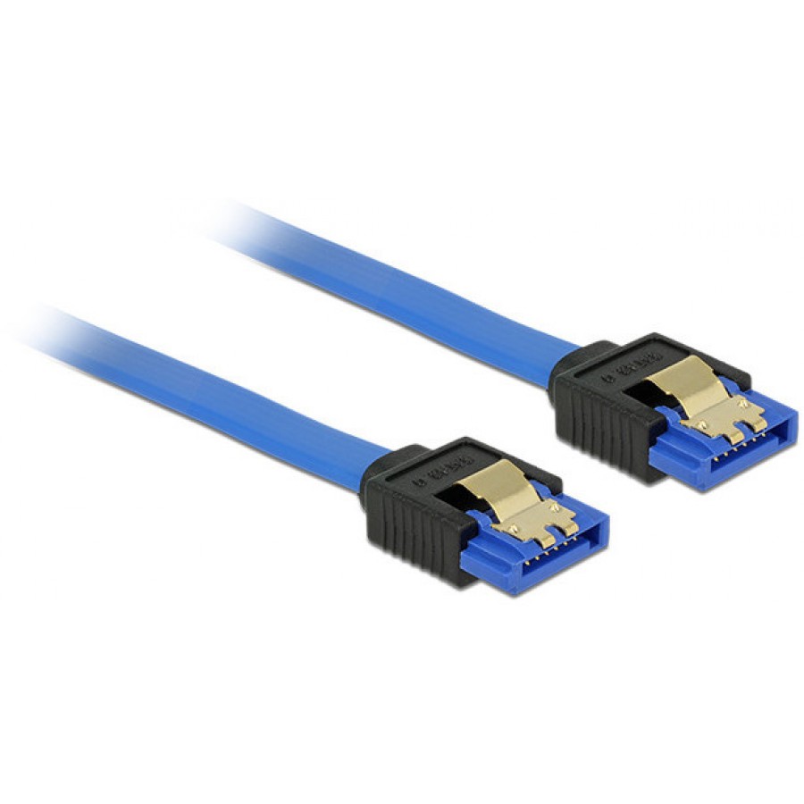 Kabel Sata Data III 6 Gb/S 10cm Z Zatrzaskami Metalowymi Niebieski Delock