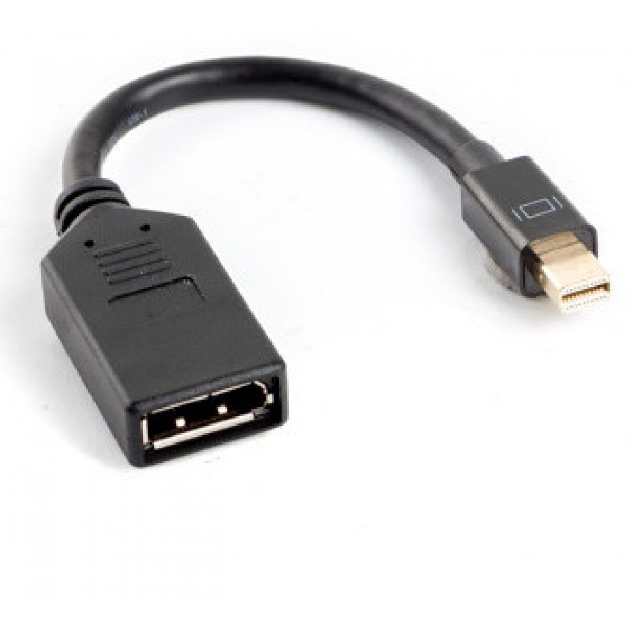 Adapter Displayport Mini(M)->Displayport(F) Na Kablu 10cm Black Lanberg