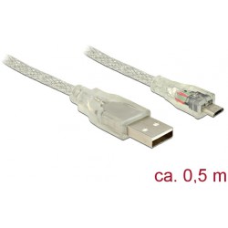 Kabel USB Micro-B(M)->A(M) 2.0 05.M Przezroczysty Delock