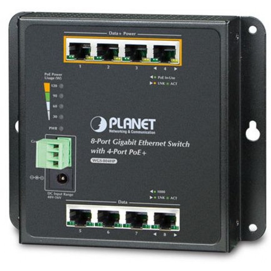 Switch Planet Wgs-804hp 8-Port 1000base-T+4port POE+ Przemysłowy Niezarządzalny