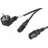 Kabel Zasilający CEE 7/7->2xIEC 320 C13 2m VDE Czarny Lanberg Ca-C13c-13cc-0018-Bk