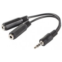 Adapter Jack Stereo(M)->Jack Stereo(F) X2 10cm Czarny Lanberg Ad-0024-Bk