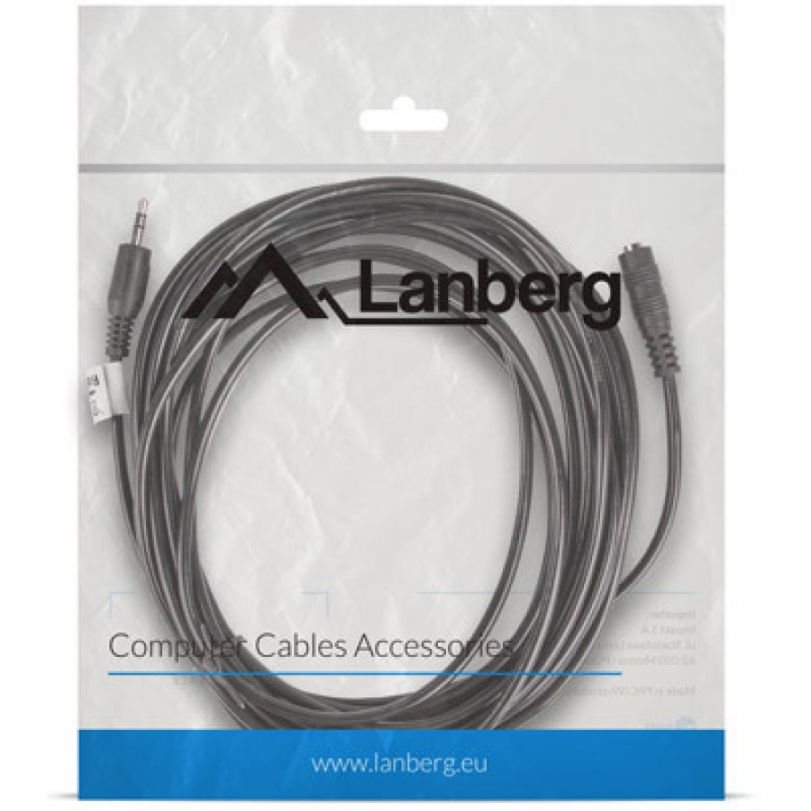 Kabel Stereo Minijack(M)->Minijack(F) 5m Lanberg Ca-Mjfj-10cc-0050-Bk