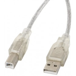 Kabel USB 2.0 Am-Bm Ferryt Transparentny 1.8m Lanberg Ca-USBa-12CC-0018-Tr