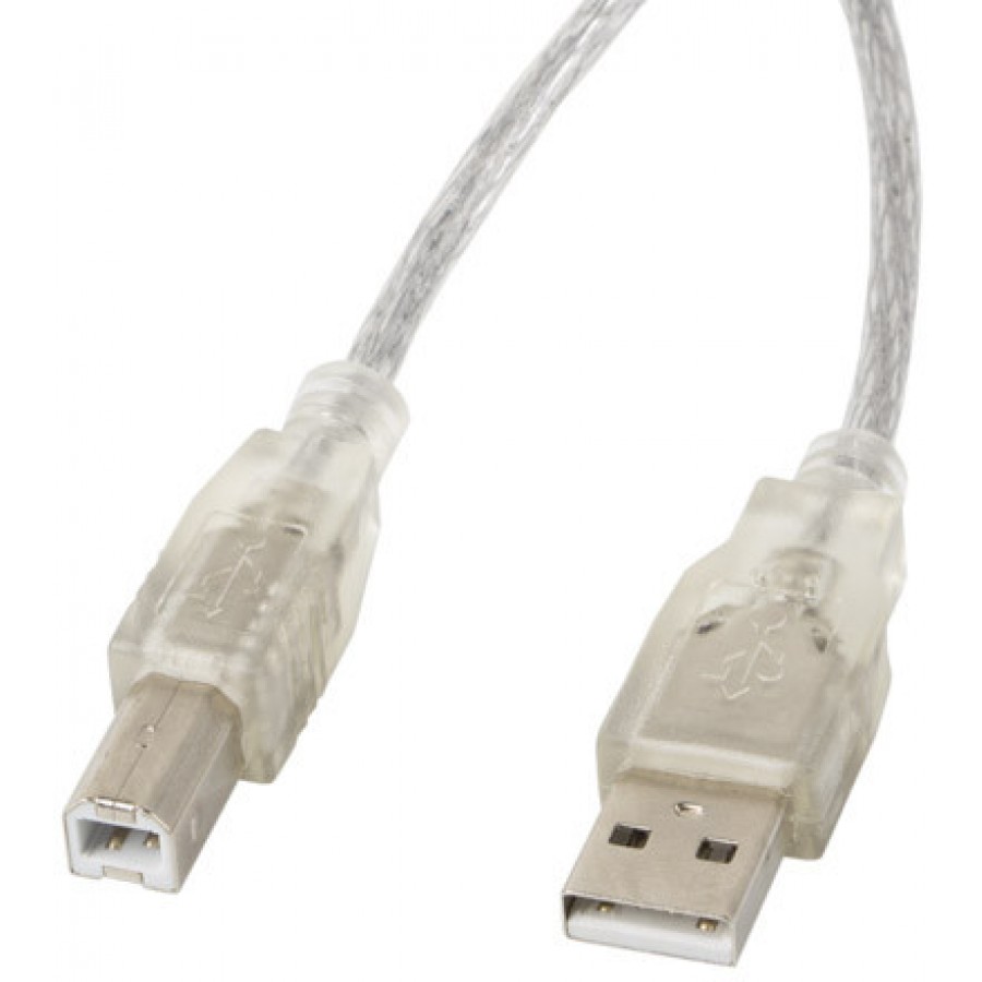 Kabel USB 2.0 Am-Bm Ferryt Transparentny 1.8m Lanberg Ca-USBa-12CC-0018-Tr