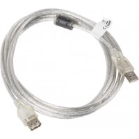 Przedłużacz USB 2.0 Am-Af Ferryt Transparentny 1.8m Lanberg CA-USBE-12CC-0018-TR