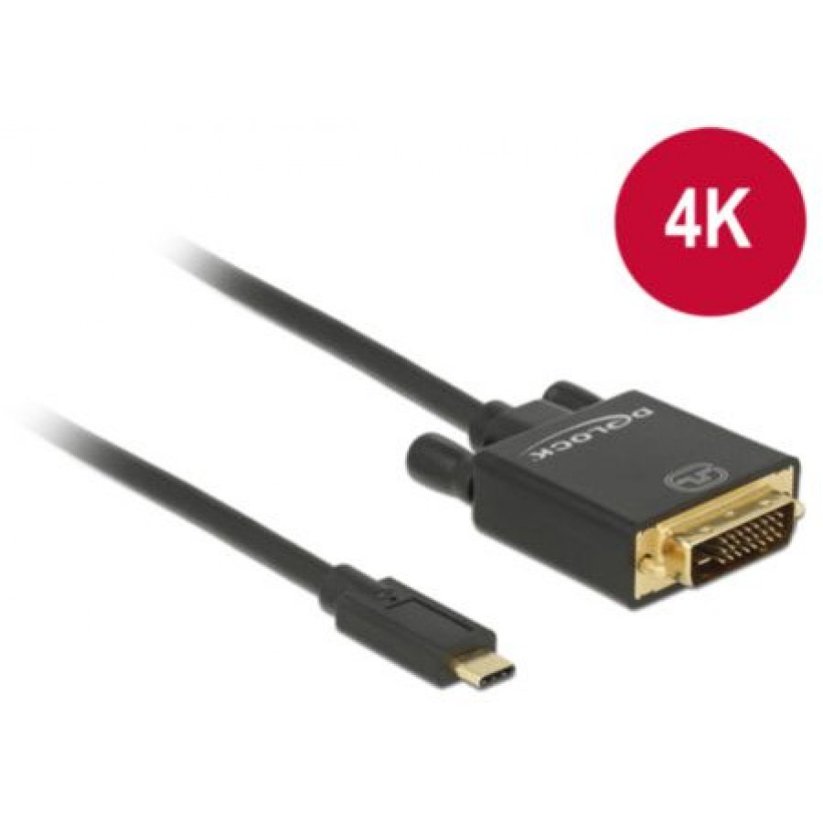 Kabel USB-C(M)->DVI(M)(24+1) 1m Czarny Thunderbolt 3/Displayport Alternate Mode Delock