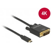 Kabel USB Type-C(M)->DVI(M)(24+1) 4k 30hz 2m Tryb Alternatywny DP Czarny Delock