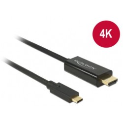 Kabel USB Type-C(M)->HDMI(M) 4k 30hz 1m Tryb Alternatywny DP Czarny Delock