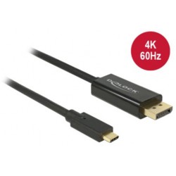 Kabel USB Type-C(M)->Displayport(M) 4k 60hz 1m Tryb Alternatywny DP Czarny Delock