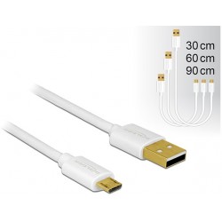 Kabel USB Micro Am-Mbm5p 2.0 0.3m 0.6m 0.9m Zestaw White Delock