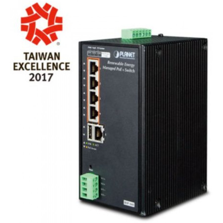 Switch Planet Bsp-360 4-Port POE+ 1000base-T Zasilanie Energią Odnawialną Przemysłowy Zarządzalny