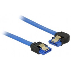 Kabel Sata Data III 6Gb/s 20cm Z Zatrzaskami Metalowymi Kątowe Lewo-Prosto Niebieski Delock