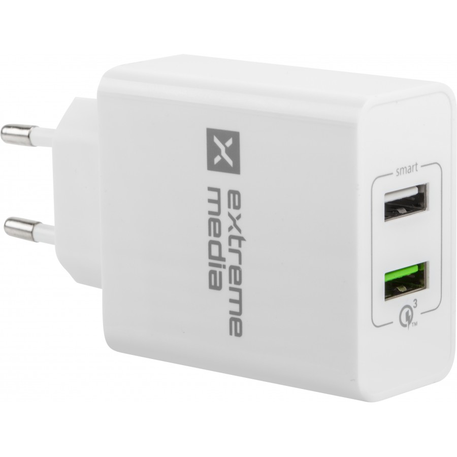 Ładowarka Sieciowa 230V->2xUSB Z Quick Charge 3.0 Natec Extreme Media