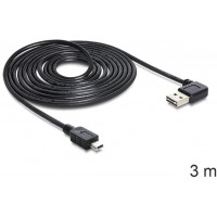 Kabel USB Mini Am-Am 2.0 3m Easy-USB Kątowy Lewo Prawo Czarny Delock