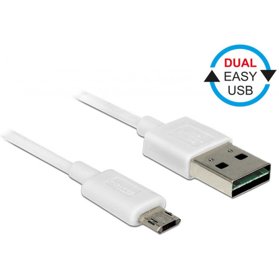 Kabel USB Micro Am-Bm 2.0 3m Biały Dual Easy-USB Delock