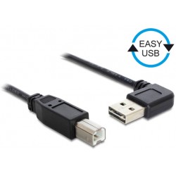 Kabel USB Am-Bm 2.0 0.5m Czarny Kątowy Lewo/Prawo USB-A Easy-USB Delock