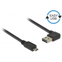 Kabel USB Micro Am-Bm 2.0 3m Czarny Kątowy Lewo/Prawo USB-A Easy-USB Delock