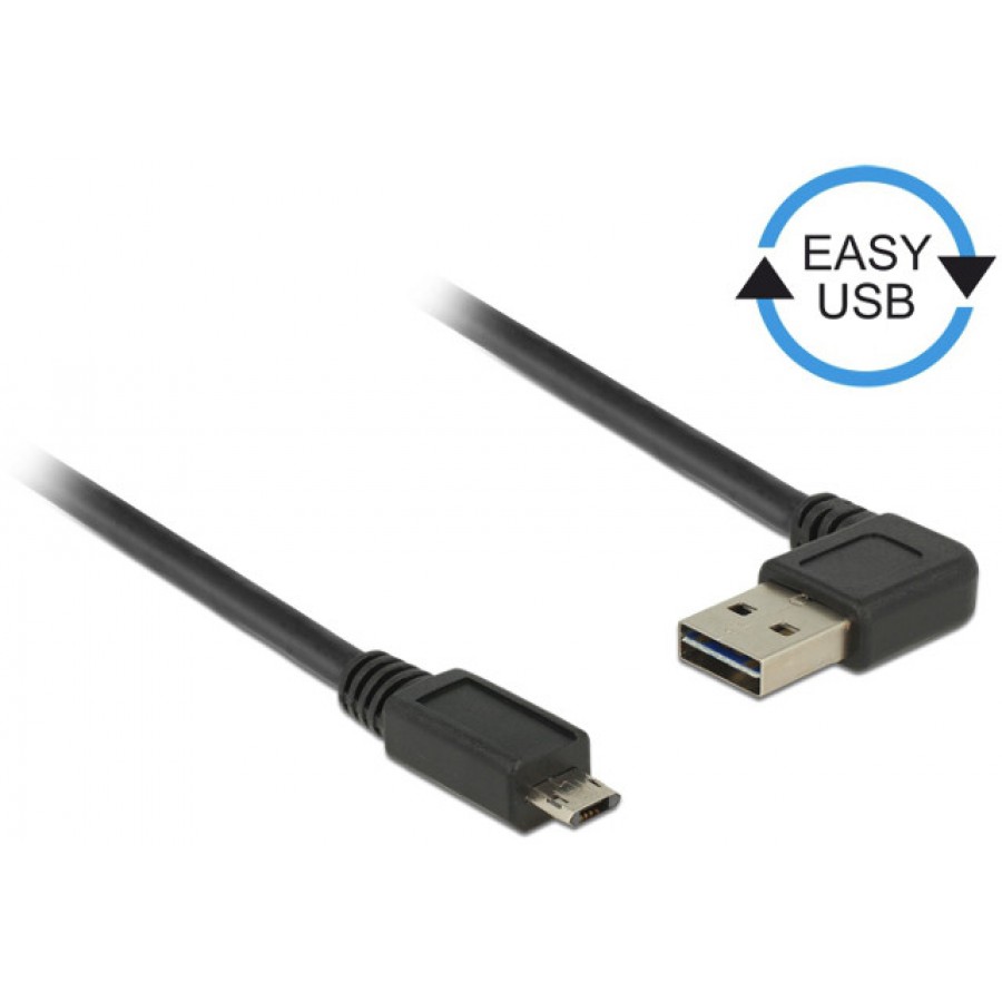 Kabel USB Micro Am-Bm 2.0 3m Czarny Kątowy Lewo/Prawo USB-A Easy-USB Delock